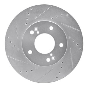 Hyundai XG350 Brake Rotor (1) - Front Left - R1 Concepts - Drilled & Slotted - Silver - `01-`03